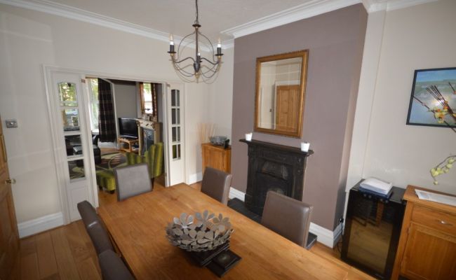 Modern dining room with large table